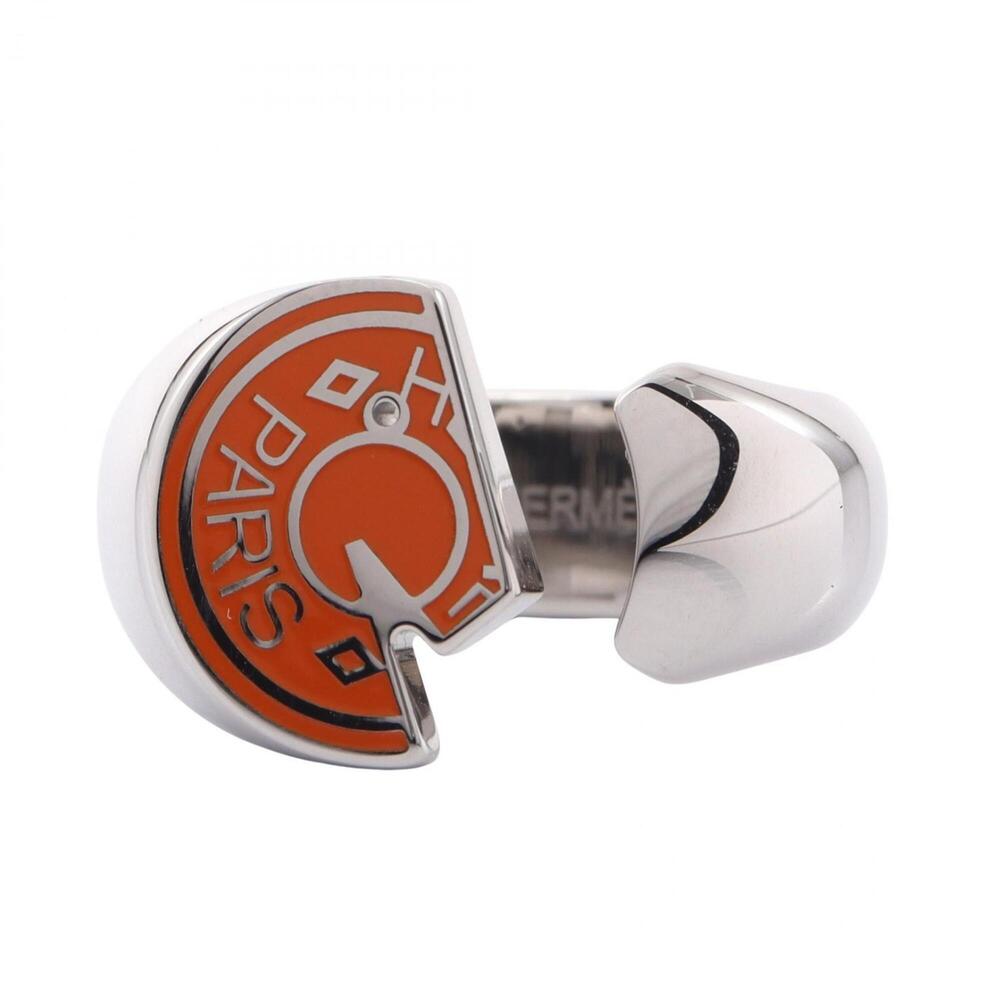Hermes Carousel Ring - Metal Jewelry for Men and Women Silver/Orange Tones